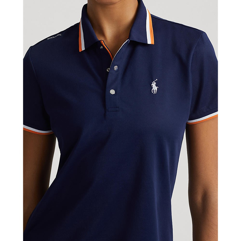 RLX Ralph Lauren Women's Tour Pique Golf Shirt - French Navy/Pure White/Orange