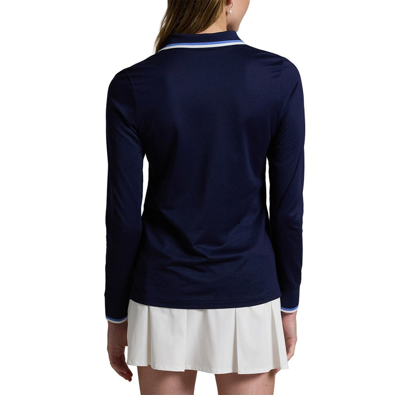 RLX Ralph Lauren Women's Long Sleeve Tour Pique Polo Golf Shirt -Raffinerad marin