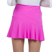 IBKUL Women's Solid Flounce 17" Golf Skort - Hot Pink