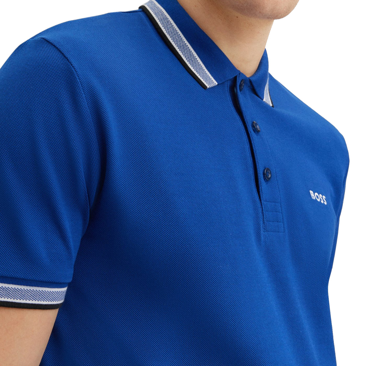 BOSS Paddy Cotton Pique Polo - Medium Blue