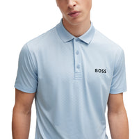 BOSS Paddytech Jacquard Golf Polo Shirt - Open Blue