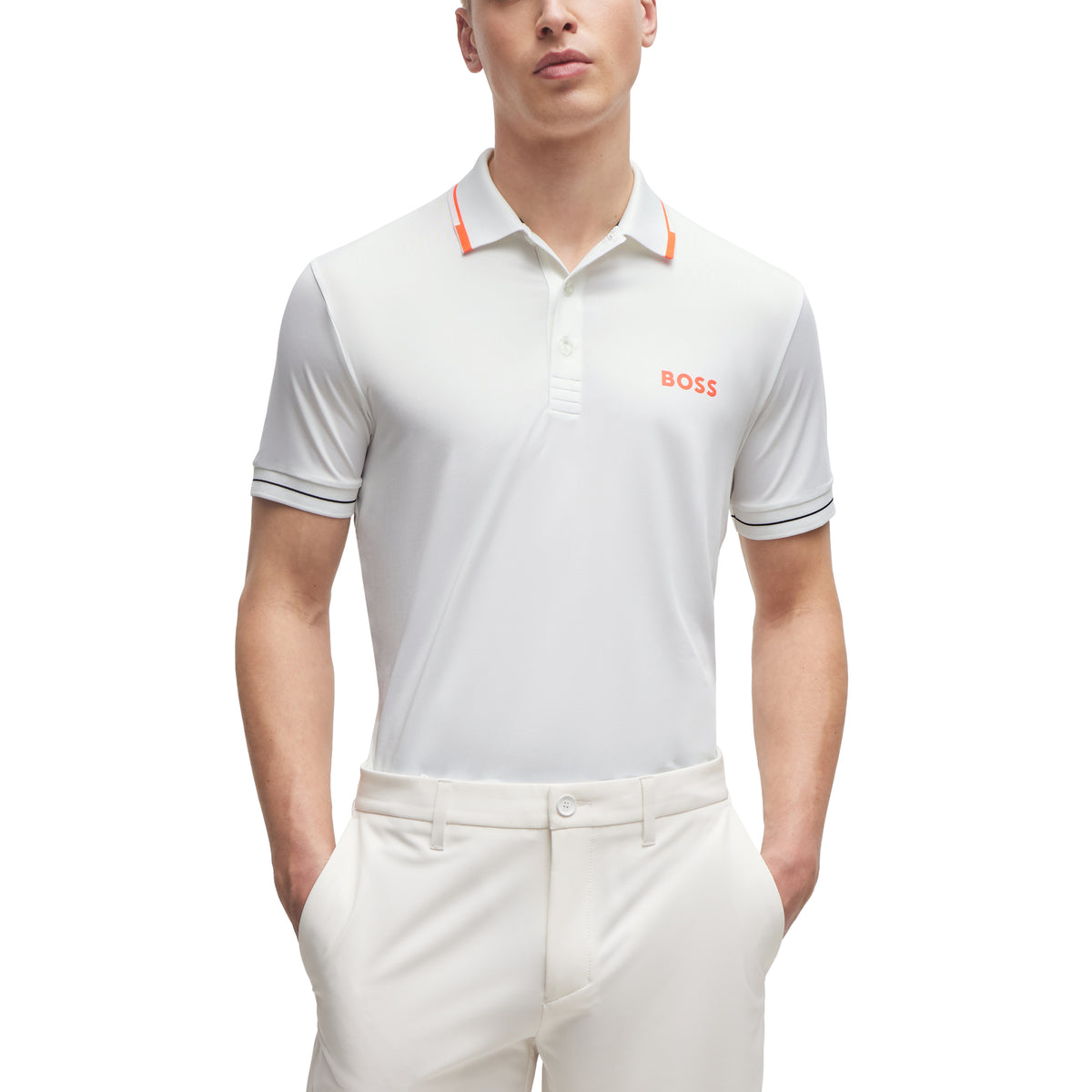 BOSS Paul Pro Slim Fit Golf Polo Shirt - Natural