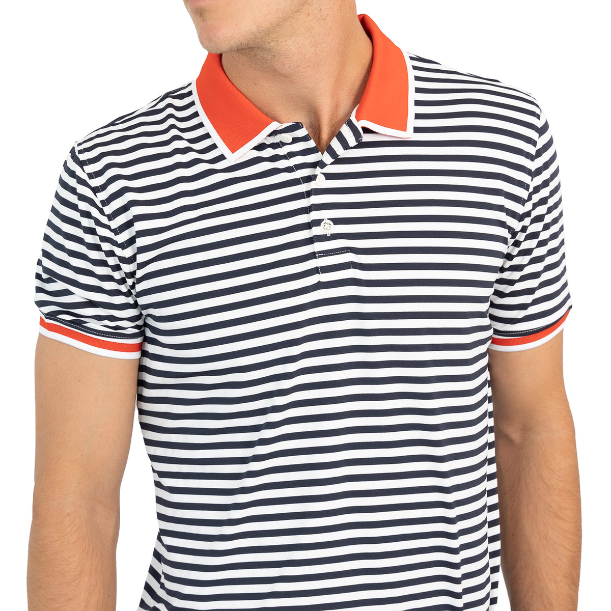 G/Fore Perforated Stripe Tech Golf Shirt - Snow