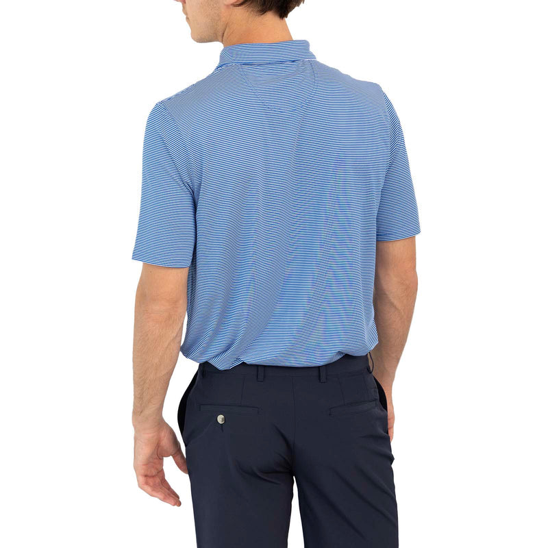 Glenmuir Torrence Micro Stripe Performance Golf Shirt - Ascot Blue/ White