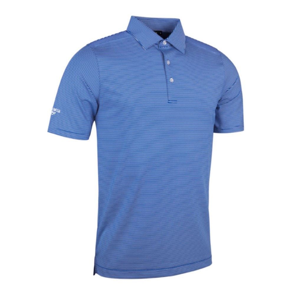 Glenmuir Torrence Micro Stripe Performance Golf Polo Shirt - Ascot Blue/ White