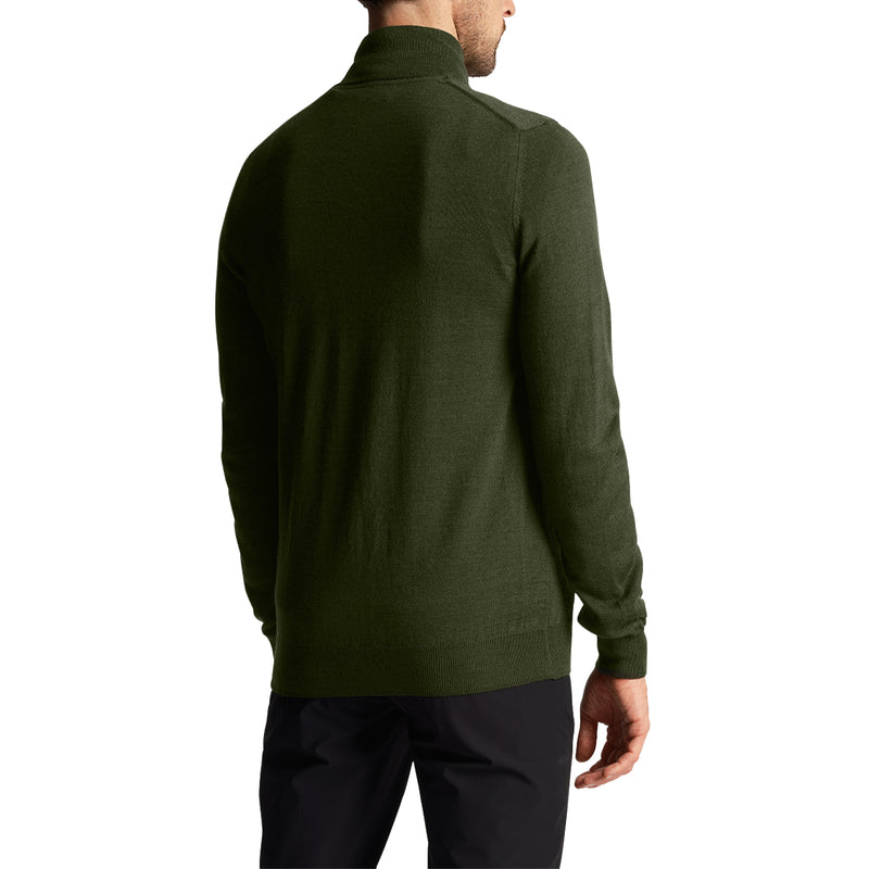 Lyle & Scott Tonal Eagle 1/4 Zip Knit - Cactus Green