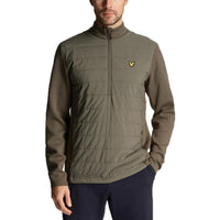 Lyle & Scott Baffle Quilted Quarter Zip Golf Midlayer - Cactus Green