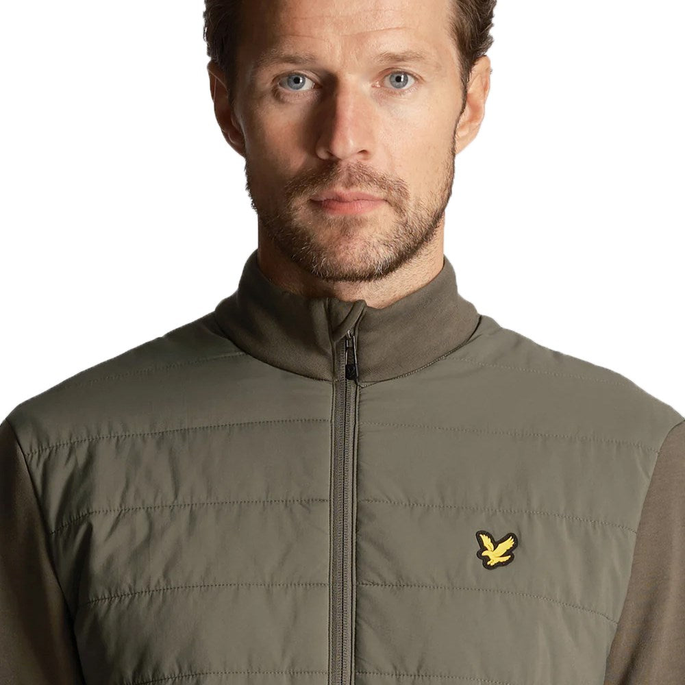 Lyle & Scott Baffle Quilted Quarter Zip Golf Midlayer - Cactus Green