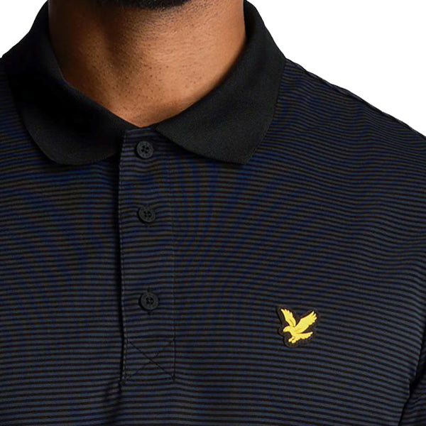 Lyle & Scott Microstripe Golf Polo Shirt - Dark Navy/Jet Black