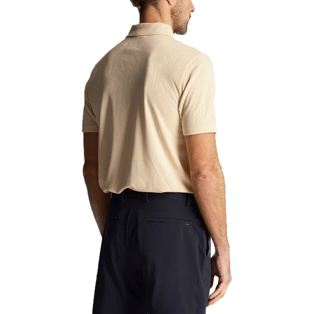 Lyle & Scott Monogram Jacquard Golf Polo Shirt - Sand Dune