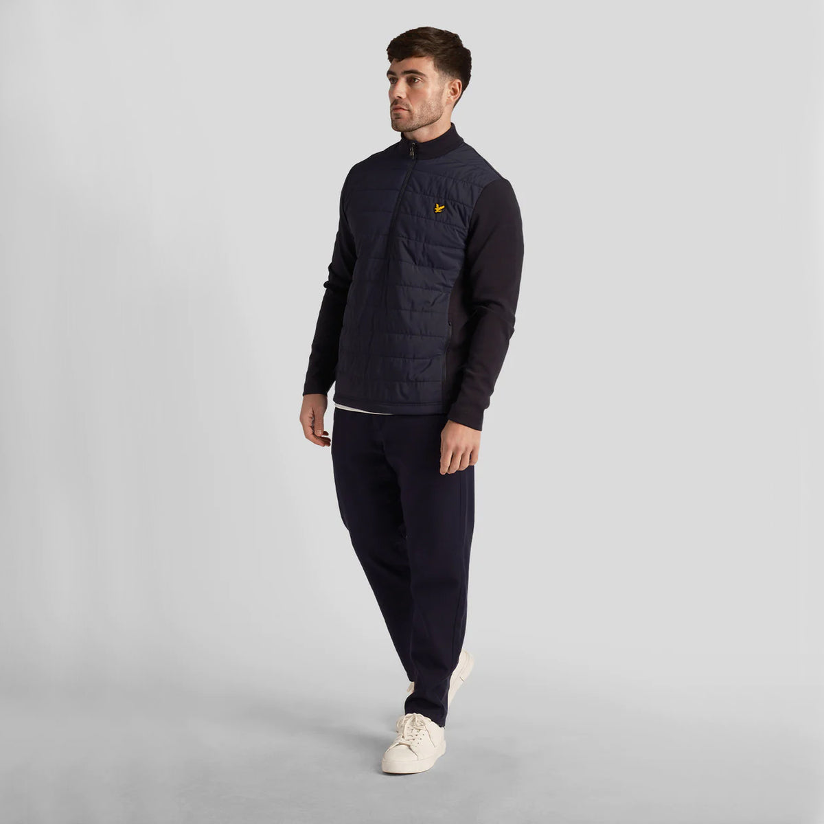 Lyle & Scott Baffle Quilted Quarter Zip Golf Midlayer - Dark Navy