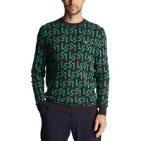 Lyle & Scott Monogram Knitted Golf Crew Neck - Dark Navy