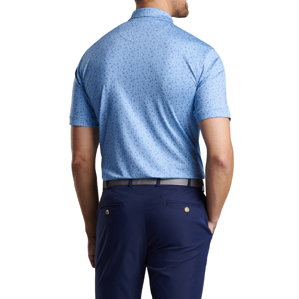 Peter Millar Double Transfused Performance Jersey Golf Polo Shirt - Cottage Blue