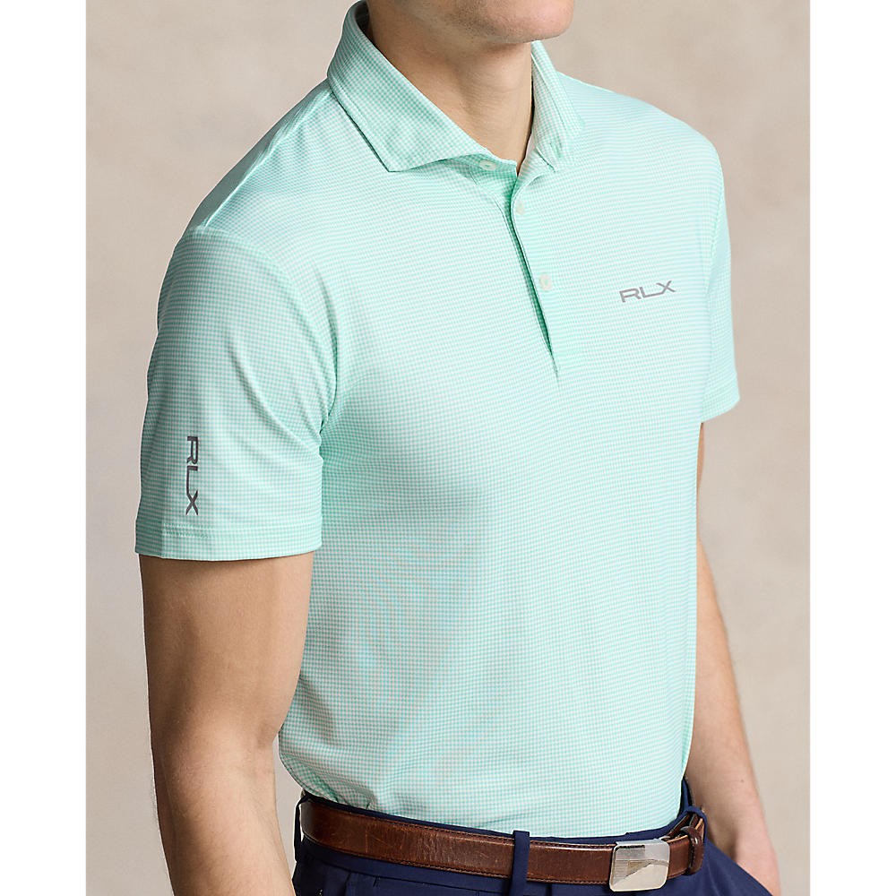 RLX Ralph Lauren Printed Lightweight Airflow Performance Polo - Light Mint Fairway Houndstooth