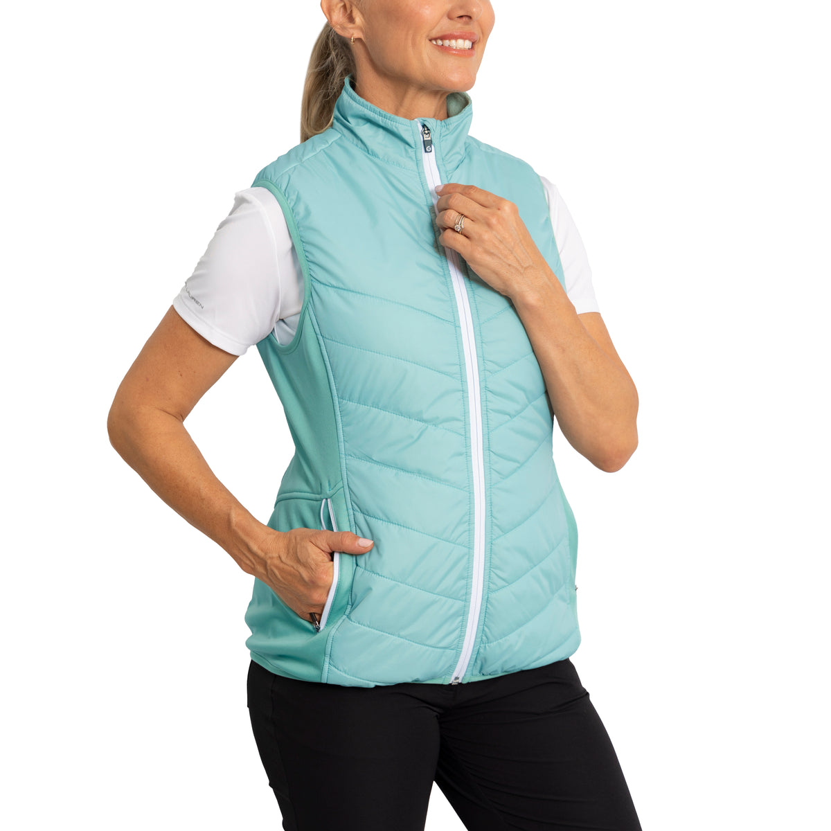 Sunderland Women's Tania Padded Stretch Panel Performance Golf Gilet - Mint