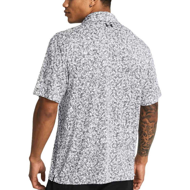 Under Armour Playoff 3.0 Printed Golf Polo Shirt - White/Black