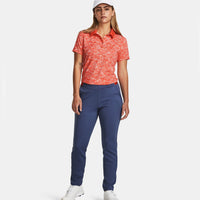 Under Armour Women's Playoff Printed Golf Polo Shirt - Venom Red/Beta/Metallic Silver