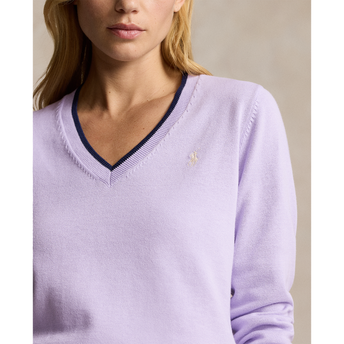 RLX Ralph Lauren Women's Cotton Blend V-Neck Golf Jumper - Flower Purple