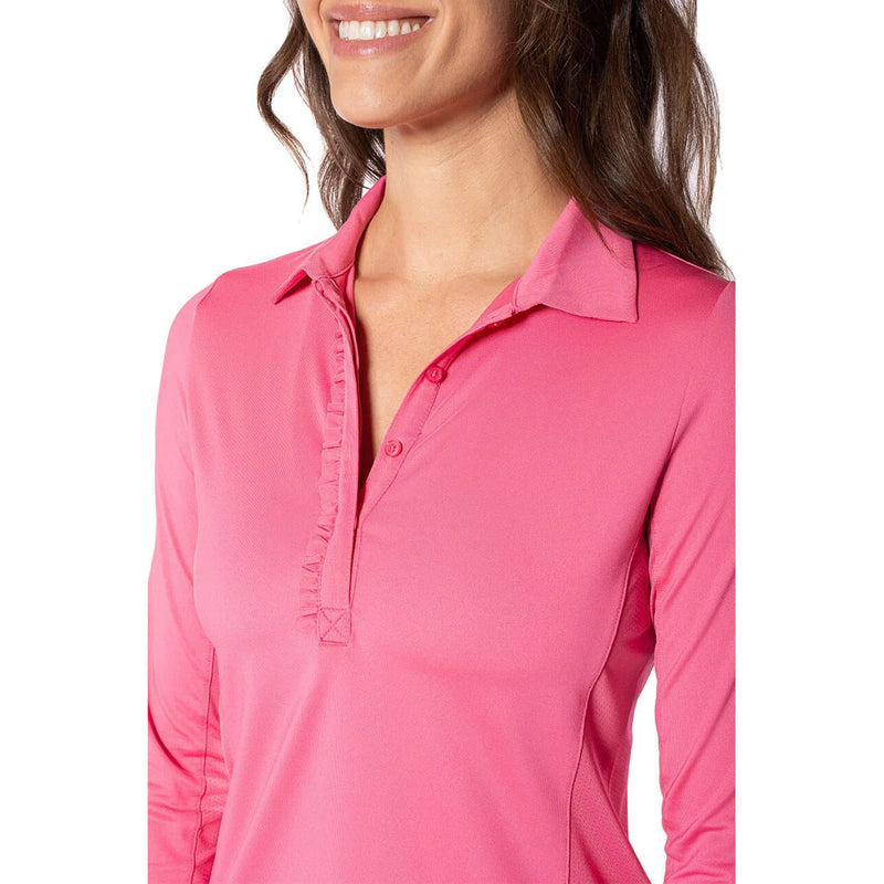 Golftini Women's Long Sleeve Ruffle Golf Shirt - Hot Pink