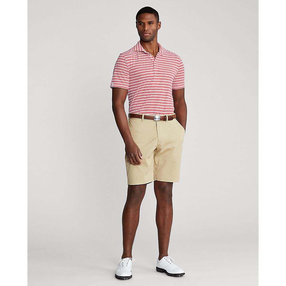 Polo Golf Ralph Lauren Tour Pique Stripe Polo Shirt - Starboard Red/White