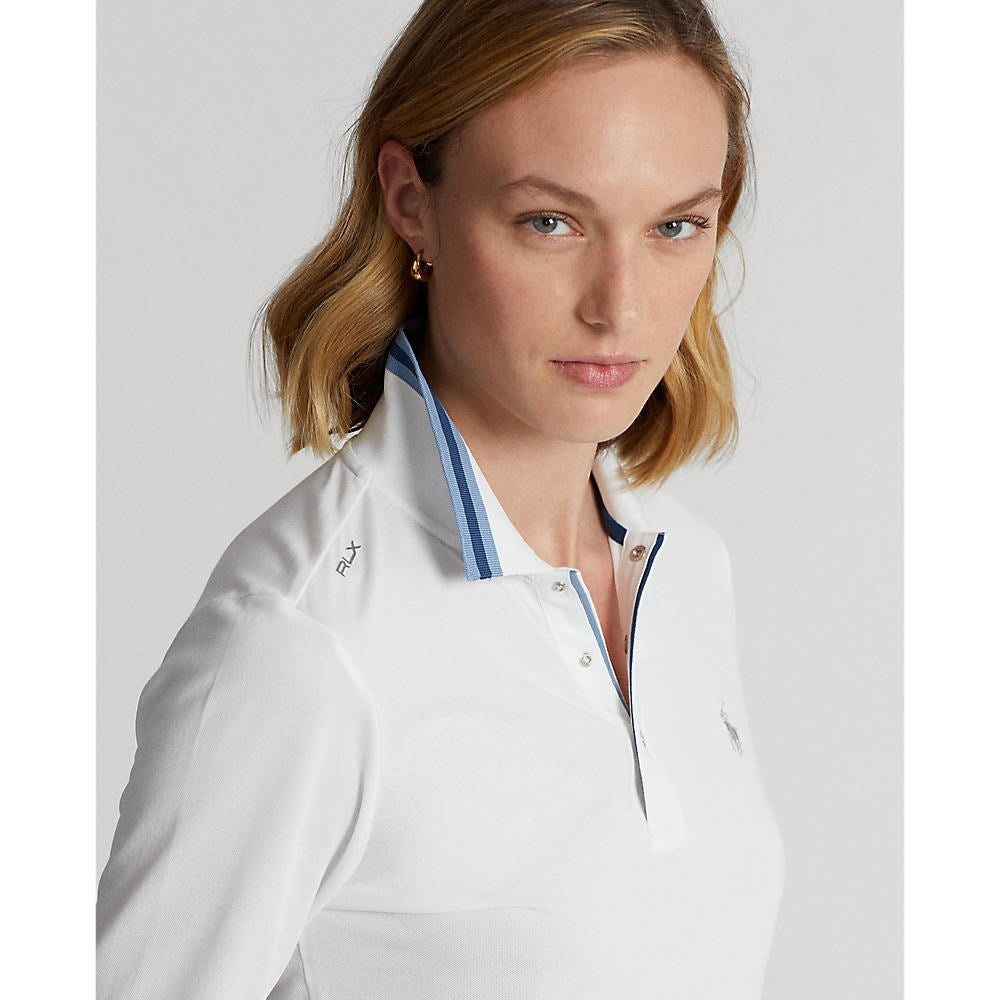 RLX Ralph Lauren Women's Tour Pique långärmad golfpolo skjorta - Pure White