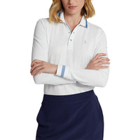 RLX Ralph Lauren Women's Tour Pique långärmad golfpolo skjorta - Pure White