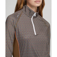 RLX Ralph Lauren Women's UV Jersey 1/4 Zip Pullover - Tile Petals/Nature Brown