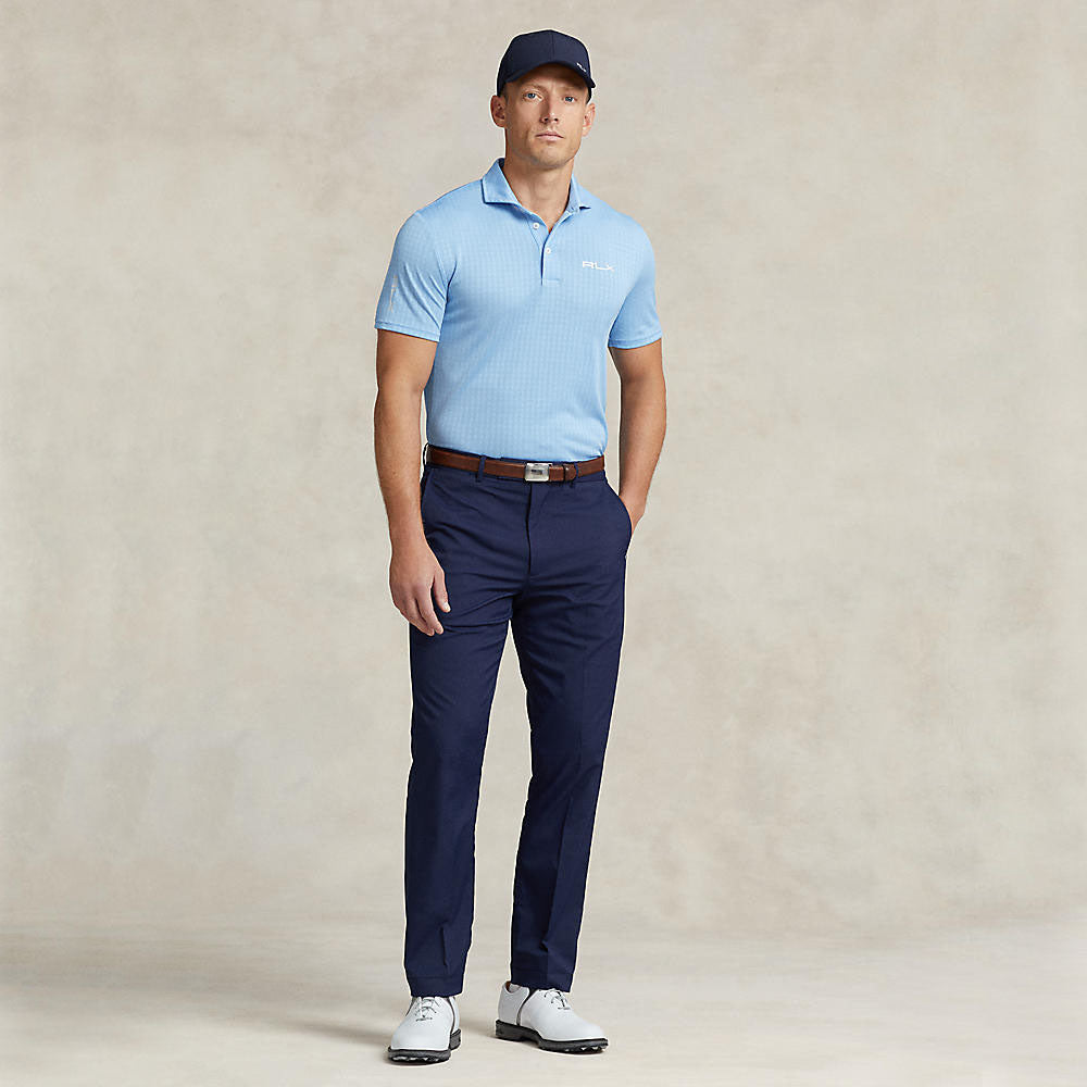 RLX Ralph Lauren Jacquard Performance Polo Shirt - Blue Lagoon Classic Houndstooth