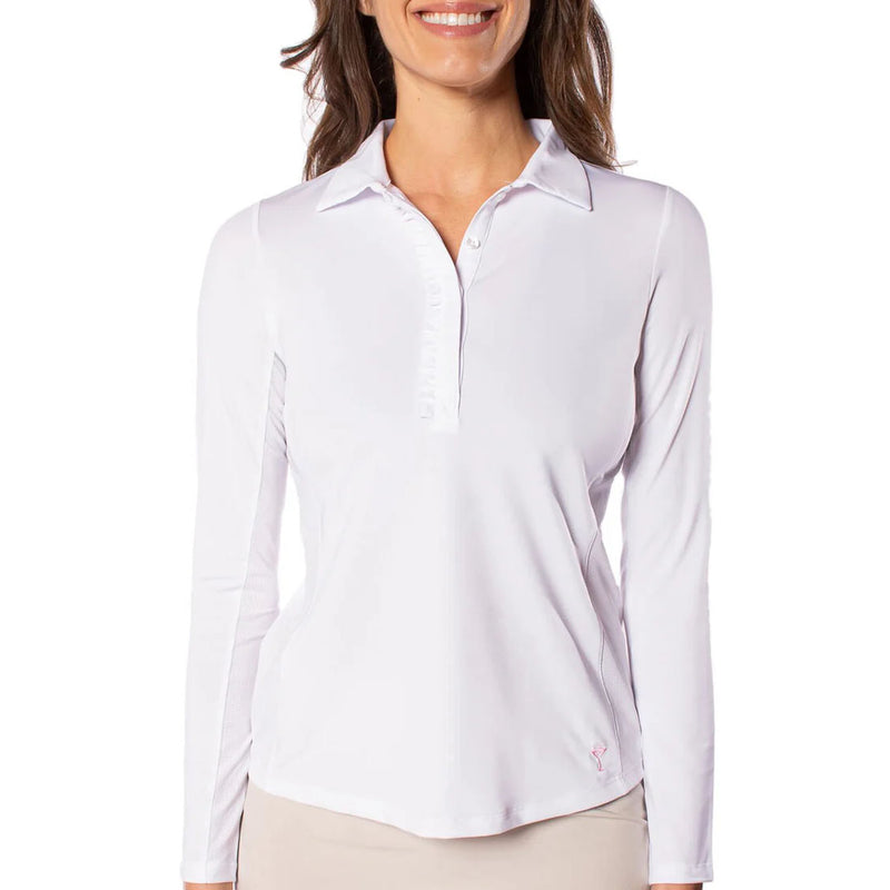 Golftini Women's Long Sleeve Ruffle Golf Shirt - White