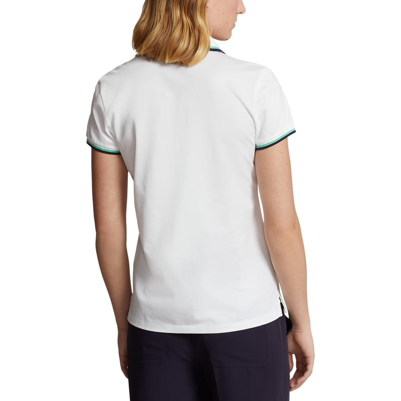 RLX Ralph Lauren Women's Tour Pique Golf Shirt - Pure White/Navy/Green