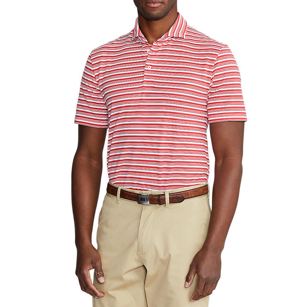 Polo Golf Ralph Lauren Tour Pique Stripe Polo Shirt - styrbordsröd/vit