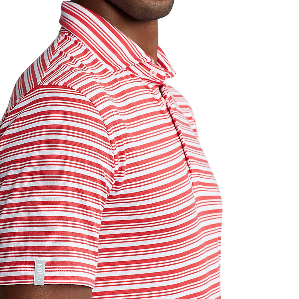 Polo Golf Ralph Lauren Tour Pique Stripe Polo Shirt - styrbordsröd/vit