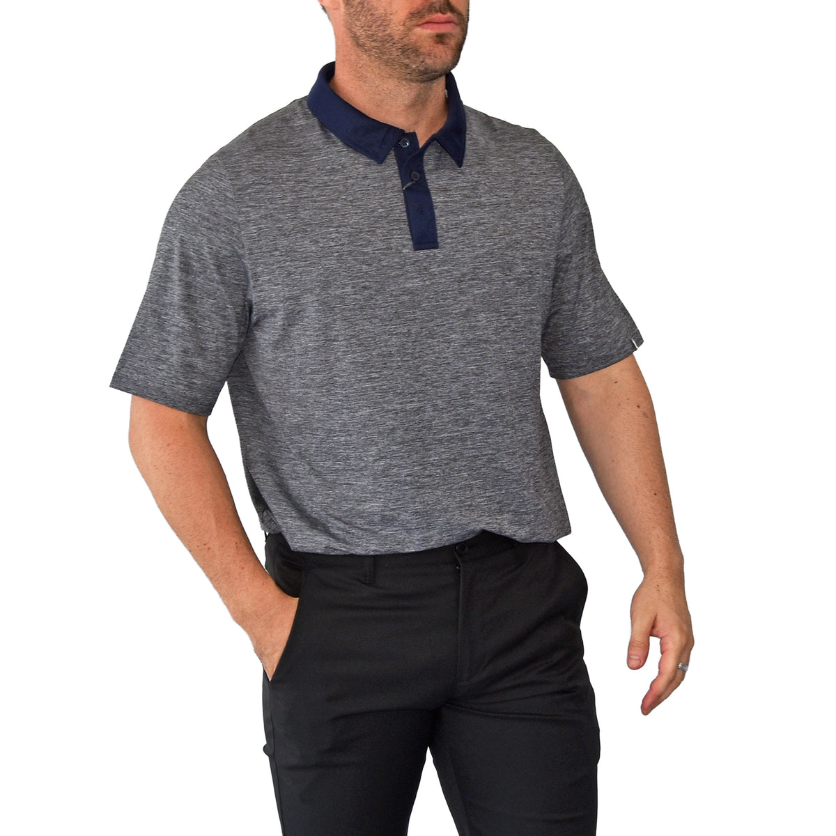 KJUS Luca Polo Golf Shirt - Steel Grey Melange