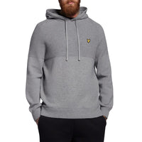 Lyle & Scott Seed Stitch Sticked Hoodie - Mid Grey Marl