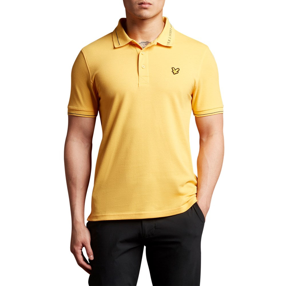 Lyle & Scott Branded Collar Golf Polo Shirt - Sunbeam