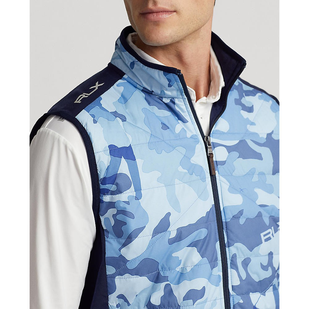 RLX Ralph Lauren Full Zip Hybrid Golf Vest - French Navy/Mid Blue Camo